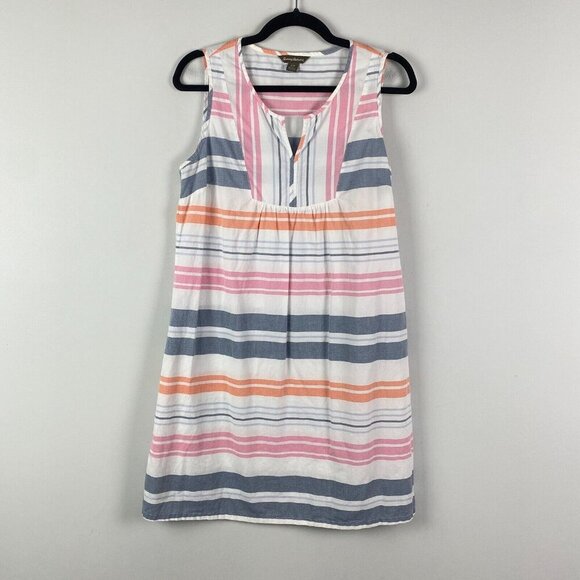 Tommy Bahama Colorful Stripe Shift Dress Split Neck Size Small Sleeveless - Picture 1 of 10